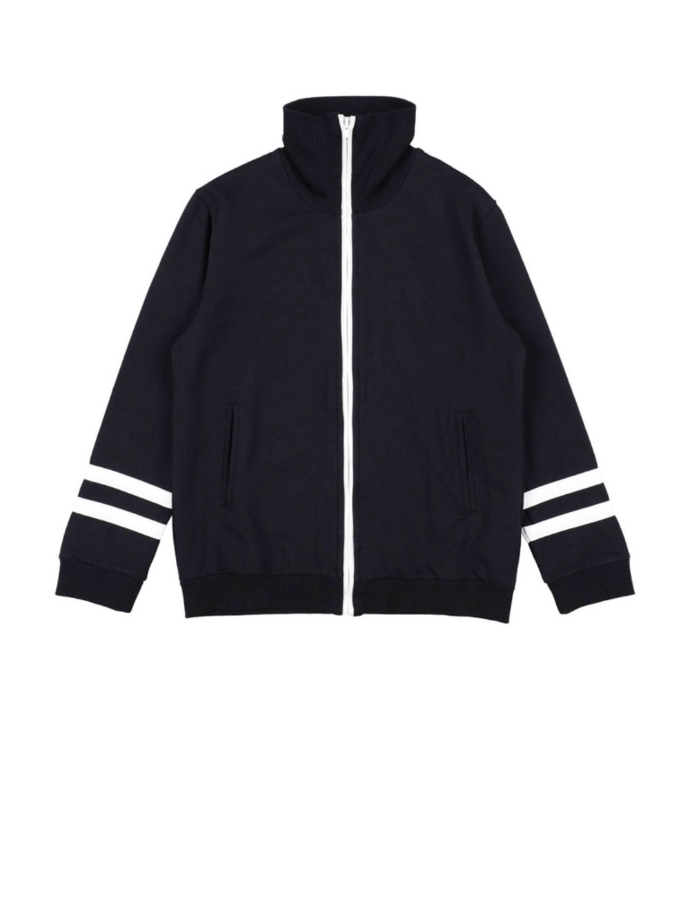 MonnaLisa Black Zip-Up Sweater Jacket with White Stripe Accents